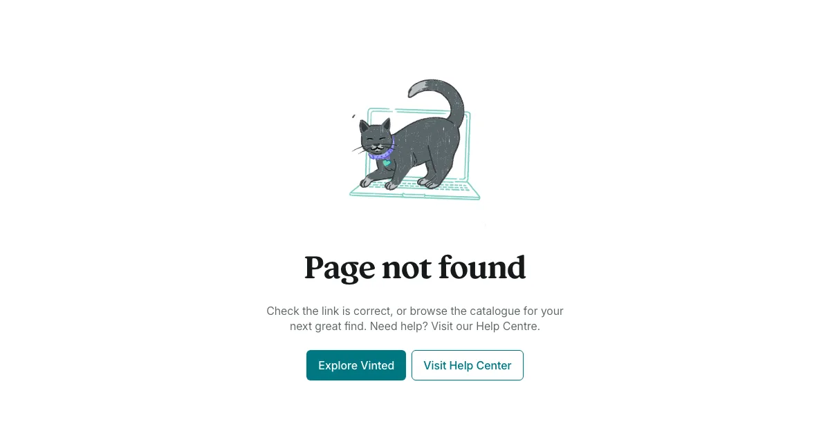 Screenshot della pagina 404 di Vinted